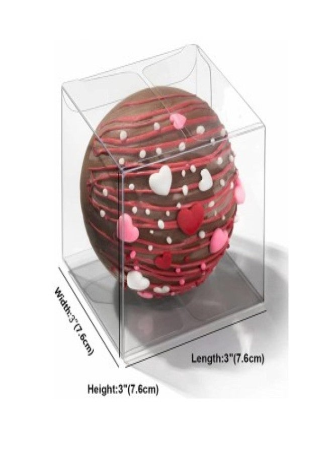 SLShePack 50Pack Clear Hot Chocolate Bomb Boxes Small Gift Boxes for Cupcake Candies Birthday Wedding Party Favor Boxes( 3x3x3Inches) - Image 2